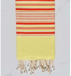 Fouta arabesque jaune rayée rouge 