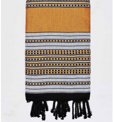 Fouta arabesque jaune moutarde 