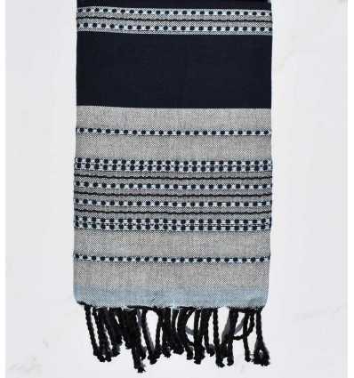 Fouta arabesque bleu nuit