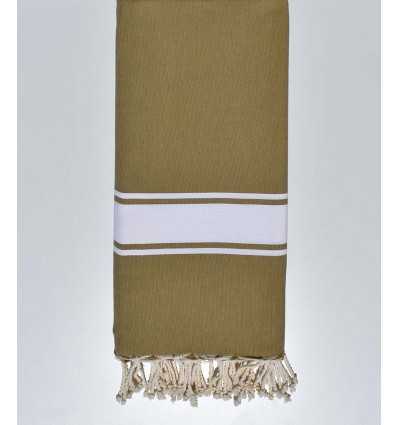 Grande fouta vert beige bande blanche