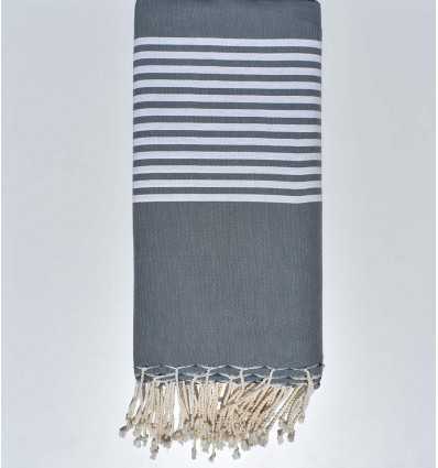 Grande fouta gris fumée avec rayures