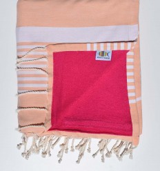 fouta arthur doublée éponge péche et fushia 