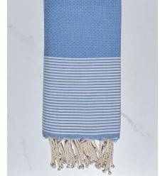 Nid d'abeille bleu azur à rayures blanches 