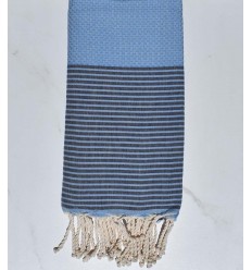 Nid d'abeille bleu azur à rayures bleu nuit 