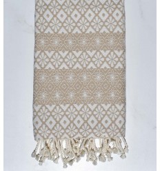 Fouta fleuri beige 