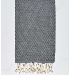 Fouta nid d'abeille unie gris moyen 