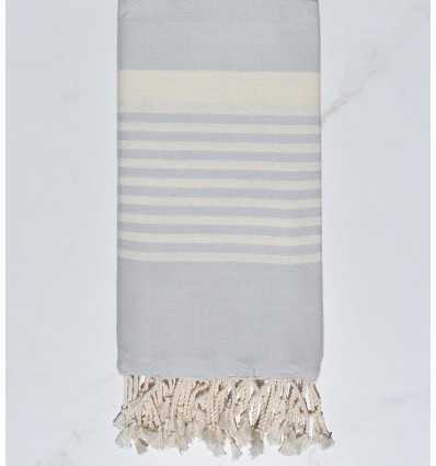 Fouta arthur bleu pale rayée blanc