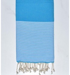 Fouta nid d'abeille bleu céleste Fouta Tunisia - 5