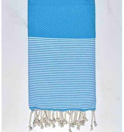 Fouta nid d'abeille bleu céleste