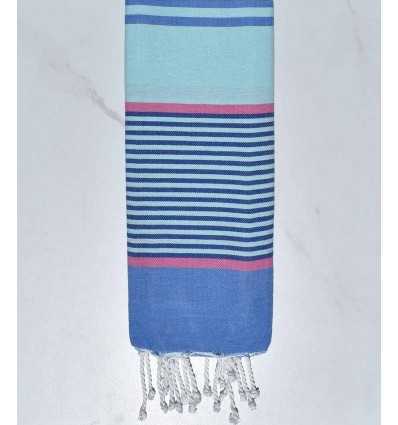 Fouta enfant Azur brume,rose, bleu bleuet et bleu