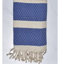 Fouta chevron bleu et blanc crème Fouta Tunisia - 1