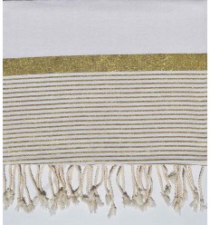 Jeté moyenne 1.5*2.5m blanc crème avec fil lurex doré  - 1