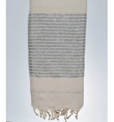 Jeté blanc crème au fil lurex argenté  - 1