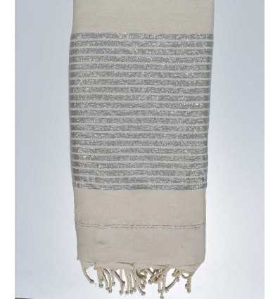 Grande fouta blanche au fil lurex argenté