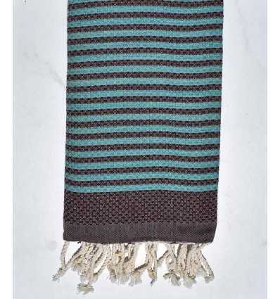 Fouta zèbre couleur aubergine et bleu azur