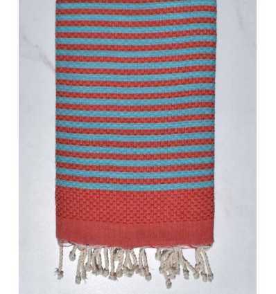 Fouta zèbre rouge et cæruléum