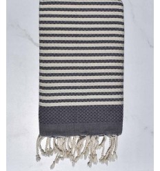 Fouta zèbre blanc crème et ardoise Fouta Tunisia - 1