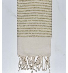 FOUTA Lurex plate blanc cassé au fil lurex doré Fouta Tunisia - 1 2