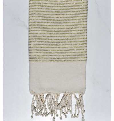 FOUTA Lurex plate blanc cassé au fil lurex doré Fouta Tunisia - 2