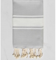Fouta plate gris perle moyen  - 1