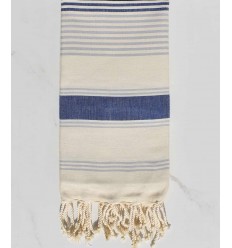 Fouta dina blanc crème, bleu jean et bleu fumée Fouta Tunisia - 1