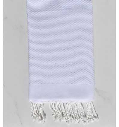 FOUTA Nid d'abeille unie blanche Fouta Tunisia - 3