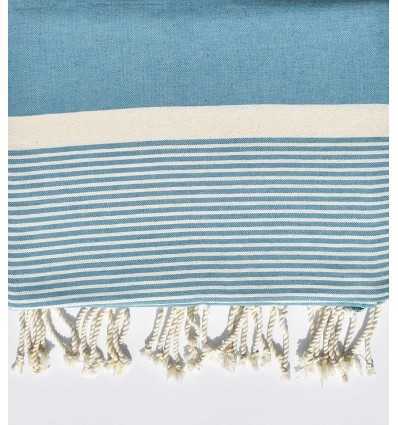 Grande fouta bleu canard avec rayures