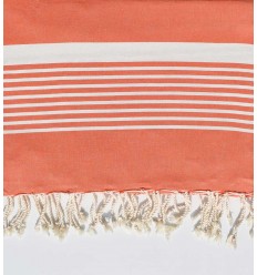 Jeté corail rayée blanc  - 1