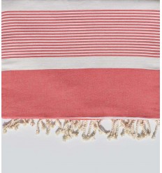 jeté 2m*2.85m couleur incarnat Fouta Tunisia - 1 2