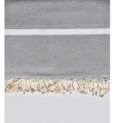 Jeté gris acier et blanc 2m*2.80m  - 1