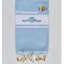 Fouta plate bleu ciel brodée comptoir sud pacifique Fouta Tunisia - 1