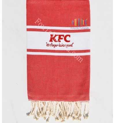 Fouta plate rouge brodée KFC