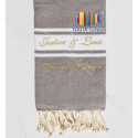 Fouta taupe brodée avec fil lurex doré Fouta Tunisia - 1