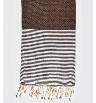 Fouta nid d'abeille marron