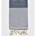 Fouta nid d'abeille bleu ardoise Fouta Tunisia - 1