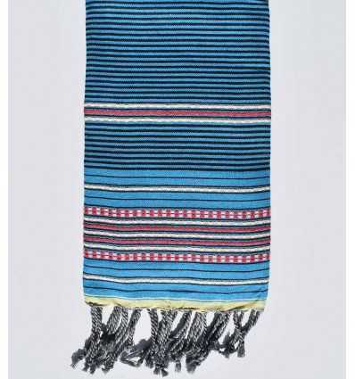 Fouta arabesque bleu azur et noir