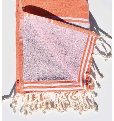 Fouta éponge corail