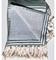 Fouta éponge vert mousse foncé  - 1 2