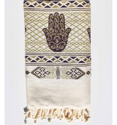 Fouta khomsa mauve foncé Fouta Tunisia - 1