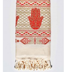 Fouta khomsa rouge alizarine Fouta Tunisia - 2