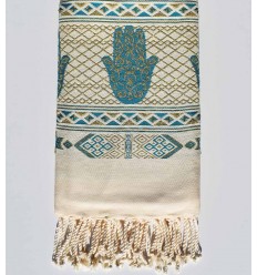 Fouta khomsa bleu bondi Fouta Tunisia - 1