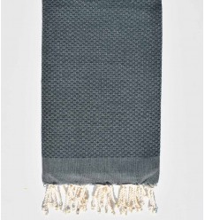 FOUTA Nid d'abeille unie vert forêt Fouta Tunisia - 1