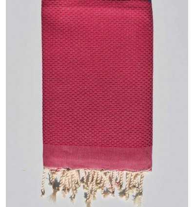 Fouta nid d'abeille unie rose framboise