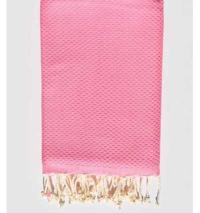 Fouta nid d'abeille unie rose