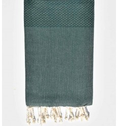 FOUTA Nid d'abeille unie vert mélèze Fouta Tunisia - 1