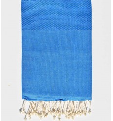 FOUTA nid d'abeille unie bleu électrique Fouta Tunisia - 1