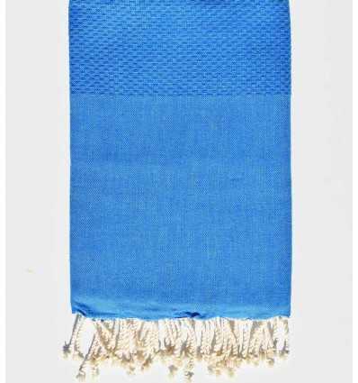 FOUTA nid d'abeille unie bleu électrique