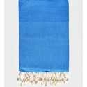 FOUTA nid d'abeille unie bleu électrique Fouta Tunisia - 1