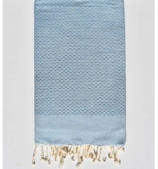 FOUTA nid d'abeille unie bleu acier Fouta Tunisia - 1
