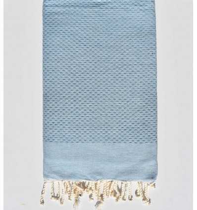 Fouta nid d'abeille unie bleu acier